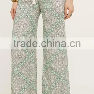 EY0599P New Style 2017 Ladies High Waist Printed Loose Wide-legged Pants thumbnail-1