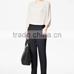 Ladies Round Neck Pure Silk Crepe Shirt Top thumbnail-1