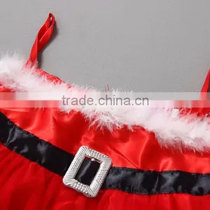 Fashion Strap Fluffy Kids Baby Girls Red Christmas Wedding Dress thumbnail-3