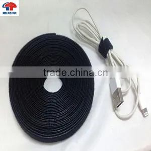 Self-locking Black Wire Bundle Belt Hook and Loop Strap thumbnail-1