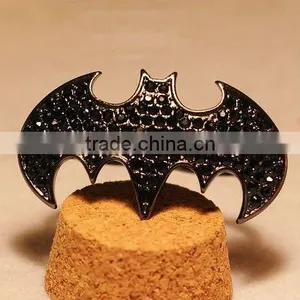 Retro Exaggerated Black Bat Ring Double Finger With Rhinestone thumbnail-1