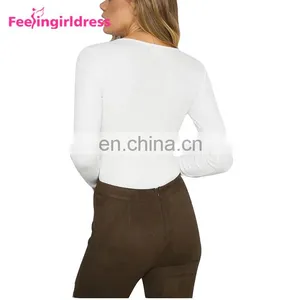 Latest Design Big Stock Dark Red Knitting Bodysuit Long Sleeves Women Sexy Jumpsuits Rompers thumbnail-6