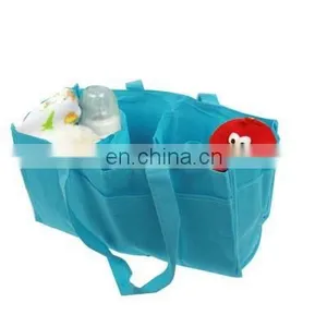 Double-Deck Non-Woven Fabric Mommy Diaper Hand Bag With 7 Compartments (Blue) thumbnail-1