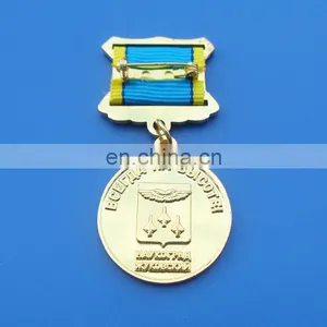 Russia Feature Air Force Souvenir Memorial Gifts Gold Plate Soft Enamel 3D Metal Medal With Ribbon thumbnail-2