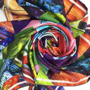 Good Quality Wholesale Custom Digital Print New Twill Silk Scarf thumbnail-4
