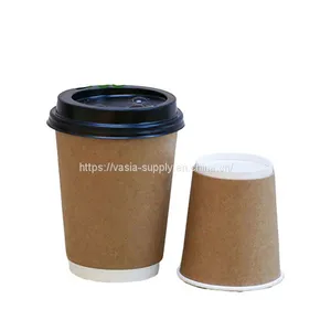 Wholesale Disposable Recyclable Double Wall Coffee Paper Cup With Custom Logo Printing for Hot Drinking thumbnail-1