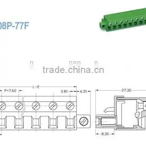 Termin Block Pitch 7.62mm Single Level Female Plug In Terminal Block Connector 300V 18A , 2P - 12P thumbnail-2