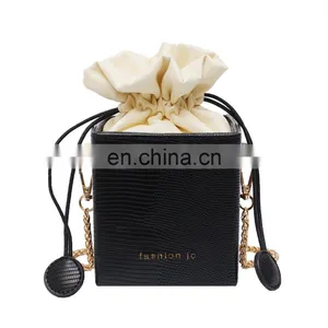 Ins Hot Sale Leather, Faux Leather Box Lady Bag 2020 Drawstring Shoulder Bag Purse Fashion Crossbody Handbag For Women/ thumbnail-1