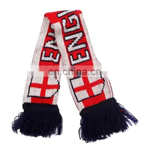 Sports Knitted Warm Football Fans Club World Scarf 100% Acrylic Carton Custom Logo Jacquard Knitted Scarfs thumbnail-1