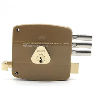 South American Safety Door Lock Brass Key Security Main Gate Brass Cylinder Cerradura de Sobreponer Chapa Safe Door Rim Lock thumbnail-1