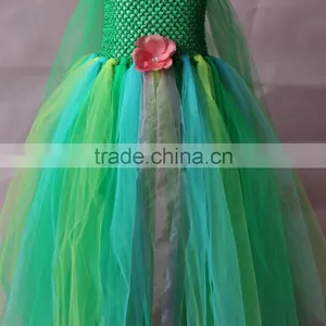 New Elsa Dress With Cape Fabric Green Color Tulle Tutu Dress thumbnail-5