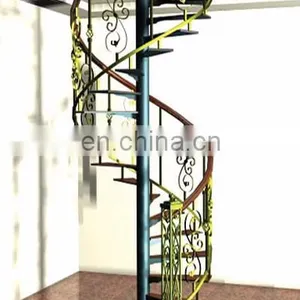 Hot Selling Good Quality Custom Arc Stair Curved Stainless Steel Spiral Staircase With Iron Railing Designs thumbnail-2