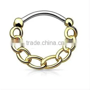 Chain 316L Surgical Steel Septum Clicker Nose Piercing Body Jewelry thumbnail-3