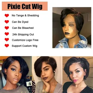 Pixie Cut Wigs Human Hair Straight Lace Front Wigs For Black Women Brazilian Hair Wigs Short Bob Wig Cheap Human Hair Wigs Sale thumbnail-2