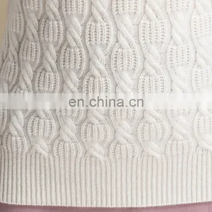 Oversized Women White Color Half Turtleneck Cable Knit Italian Cashmere Sweater thumbnail-4