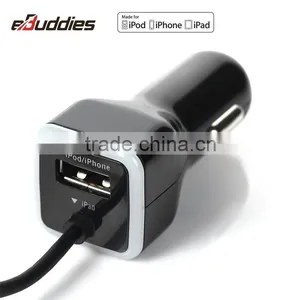 Shenzhen MFi Accessory Factory Outlet MFi Car Charger for IPhone 6 6s 5 SE With Built-in 8pin Cable thumbnail-2
