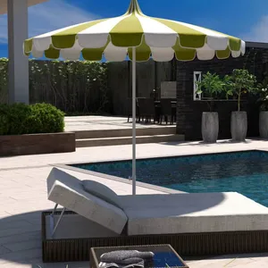 OEM Customized 8FT Tilting Beach Umbrellas Wholesale Outdoor Patio Umbrella Striped Polyester UV Protection Sand Anchor thumbnail-4
