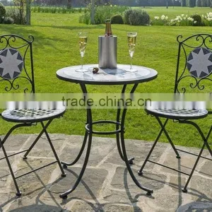 Mosaic Bistro Table With Two Folding Chairs Set thumbnail-2