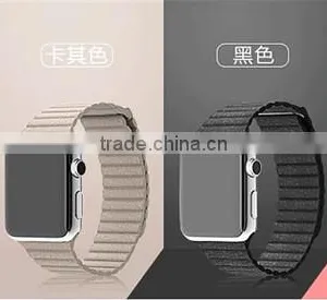 Genuine Leather Loop Straps For Apple Watch Leather Band With Adjustable Magnetic Closure Loop thumbnail-3