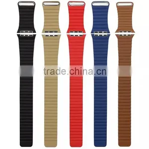 Genuine Leather Loop Straps For Apple Watch Leather Band With Adjustable Magnetic Closure Loop thumbnail-5