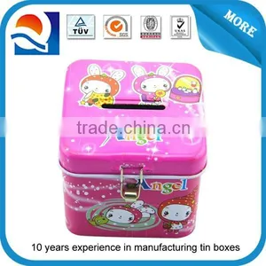 Beautiful Girls Decorative Coin Bank Tin Container With Lock thumbnail-1
