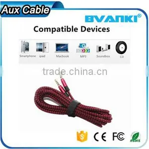 New Products 2016 Quality Nylon Fabric Braided Aux Cable 3.5mm Male Male Colorful Audio Cable Free Samples Supplier's Choice thumbnail-6
