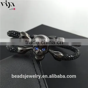 2016 New Handmade Stingray/Python Skin Bracelet Genuine Leather Bracelet Manufacturer thumbnail-3