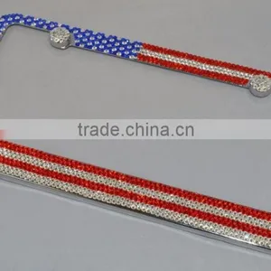 2015 USA Flag Bling Rhinestone License Plate Frame Wholesale thumbnail-2