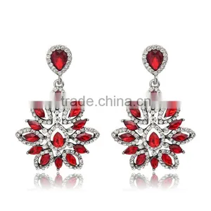 New Charm Fashion Crystal Rhinestone Water Drop Leaf Flower Dangle Drop Earrings thumbnail-6