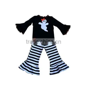Halloween Baby Girls Wide Leg Trousers Sets,children Evil Top and Child Striped Ruffle Pants Set,girl Long Sleeve Clothing Set thumbnail-1