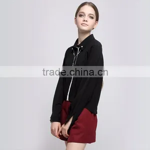 Fashion Black Long Sleeve Blouse Simple Design thumbnail-1