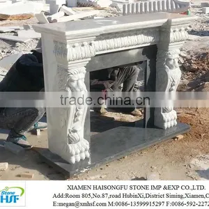 Natural White Marble Electric Fireplace Mantel thumbnail-2