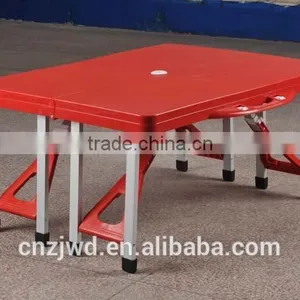 Outdoor Plastic Folding Picnic Table With 4 Seats Color Red thumbnail-3