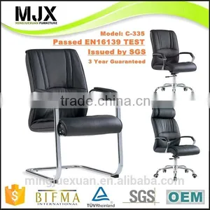 Modern Office Furniture Low Price Visitor Chair Black Genuine Leather Office Chair With no Wheels Quality Choice Most Popular thumbnail-1