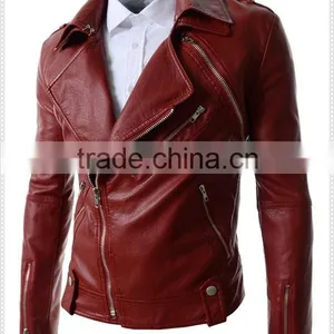 Custom Hight Quality European Mens Fashion Leather Waterproof Jacket Motorcycle Jacket thumbnail-3