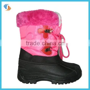 New Girl Pink Artificial Wool Nylon Kids Snow Boots thumbnail-1