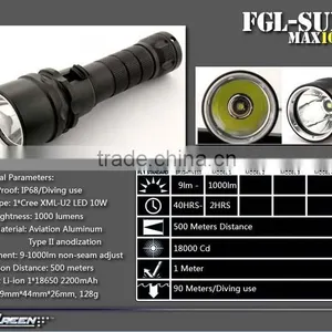 Aluminum Magnetic Rechargeable Xml u2 Underwater Flashlight thumbnail-3