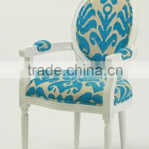 French /European Style Louis XV Bule Flower Chenille Fabric Wooden Dining Arm Chair/Living Leisure Chair(CH-904) thumbnail-1