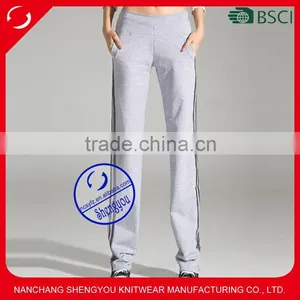 Wholesale Custom Cotton Womens Plain Grey Trasksuit Joggers Pants thumbnail-1
