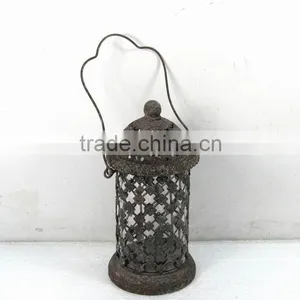 090233MC-hanging Engraved Pillar Metal Candle Lantern thumbnail-1