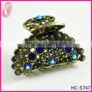 Wholesale Antique Metal Blue Diamante Hair Claws thumbnail-1