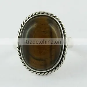 With A Positive Attitude !! Brown Tiger's Eye 925 Sterling Silver Ring, Silver Jewelry India, 925 Silver Jewelry thumbnail-2