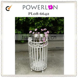 Popular Chic Antique White Metal Garden Outdoor Flower Plant Stand thumbnail-1