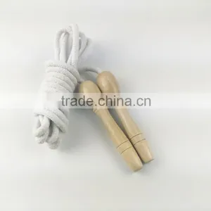 White Cotton Rope Wood Handle Jumping Rope /skipping Rope thumbnail-1