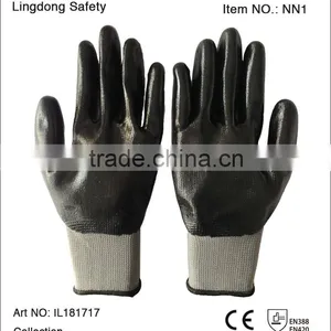 10 Gauges Nylon Knitted Working Glove With Black Nitrile Coated thumbnail-3