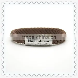 Noproblem P081 Stainless Steel 2015 Fashion Friendship Infinity Wristband Leather Bracelet thumbnail-2