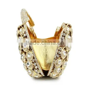 Hard Top Handle Gold Rhinestone Evening Clutch Bags Crystal Evening Purse Stone Party Handbag Purse (8760A-GS) thumbnail-5