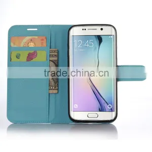 Hot Selling Ultra Thin Lichee PU Leather Case Wallet Folio Flip Cover for Samsung GALAXY S7 Edge thumbnail-4