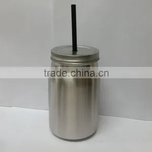 Hot Sale Stainless Steel Single Wall Mason Jar With Handles Custom Color Size Logo thumbnail-1