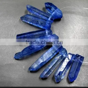 CHARMING BLUE AURA QUARTZ CRYSTAL POINT FOR NECKLACE Wolesale thumbnail-5